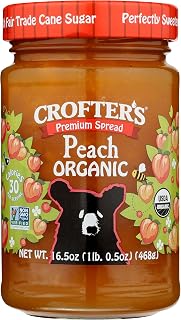 Crofters Organic Peach Premium Spread 16.5 oz - Fair Trade Sugar, 33% Less Sugar Jam