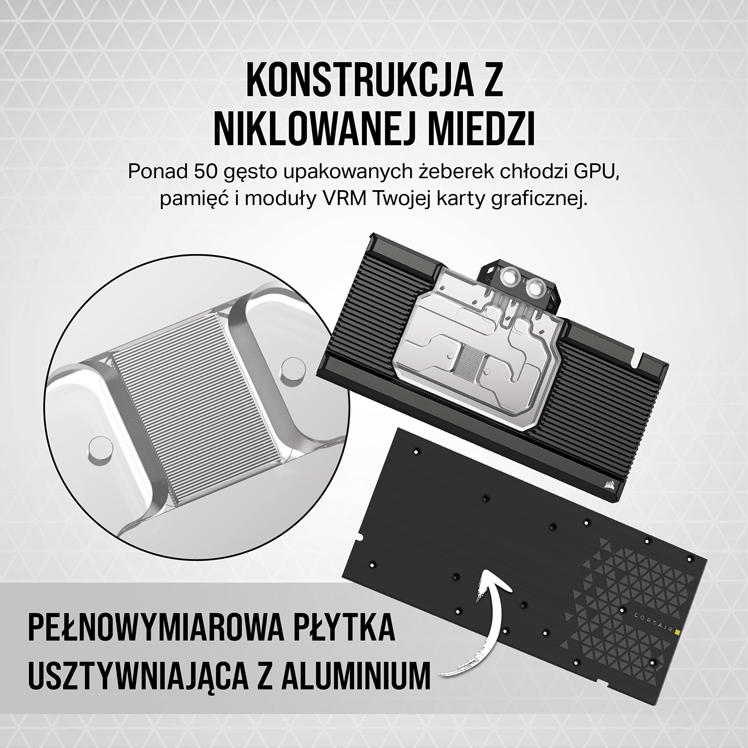 Corsair Hydro X Series XG7 RGB 4080 SUPRIM/TRIO Blok Wodny do Kart Graficznych — Do Kart MSI GeForce RTX™ 4080 SUPRIM i GAMING TRIO — Niklowanej Miedzi - W Komplecie Płytka Montażowa - Czarny