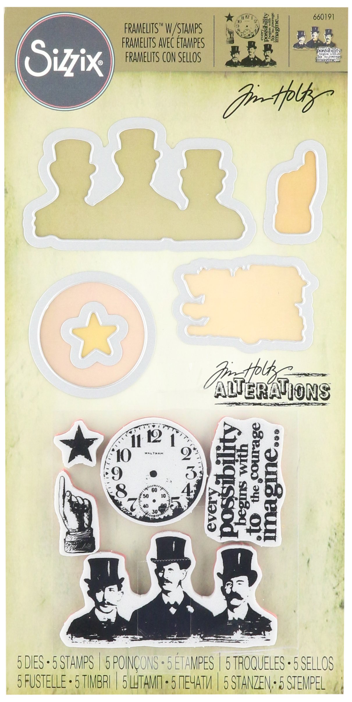 Troquel Thinlits Sizzix Tim Holtz 'Tallos De Flor Silvestre #3' - Set De 5 Unidades Para Manualidades Y Scrapbooking