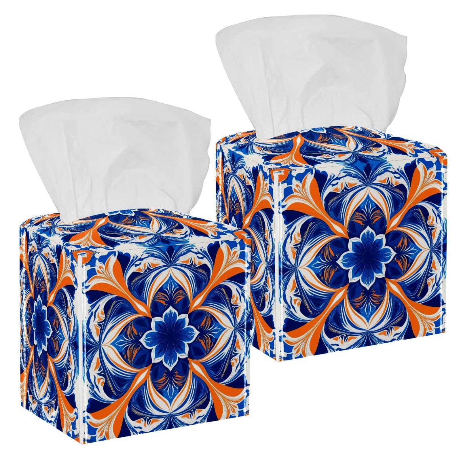 Boîte à mouchoirs en cuir chenille imprimé lavable pour table de salon