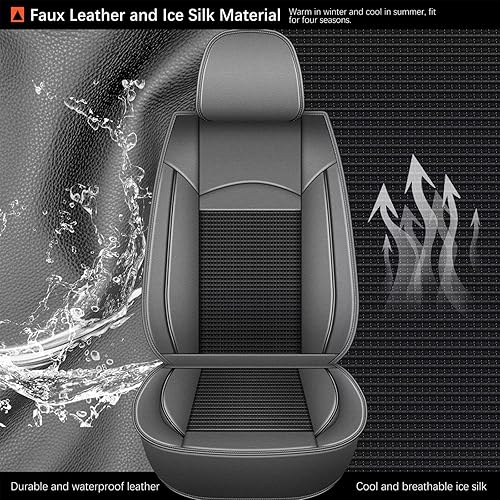 Miniatura 11 de Full Set Seat Covers Fit for 2003-2025 2026 Honda Civic LX,Sport,EX,EX-L,Touring,EX-T,Hybrid,LX-P,SE,LX-S,DX-VP,GX: Leather Ice Silk Waterproof