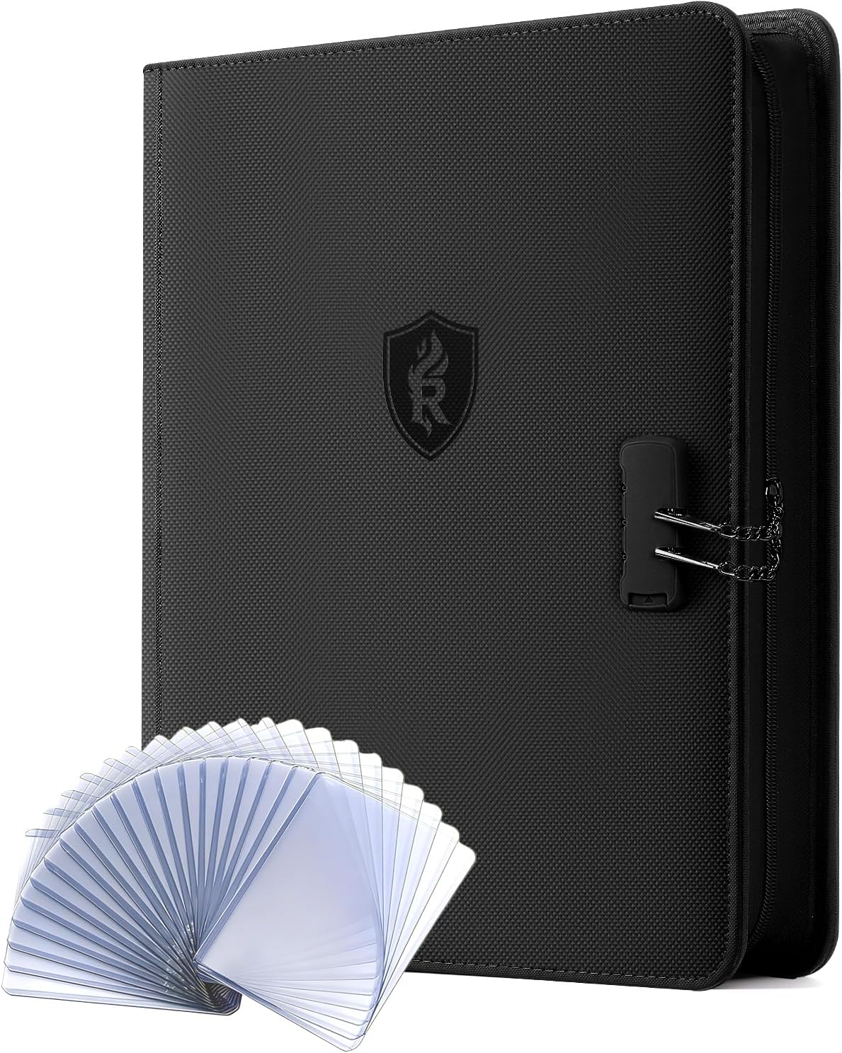 Relaehih 9 Pocket Toploader Binder with Lock– Holds 288 Top Loaders – Premium Zipped Double-Sided Card Album for Trading, MTG, Sports Cards (Black)