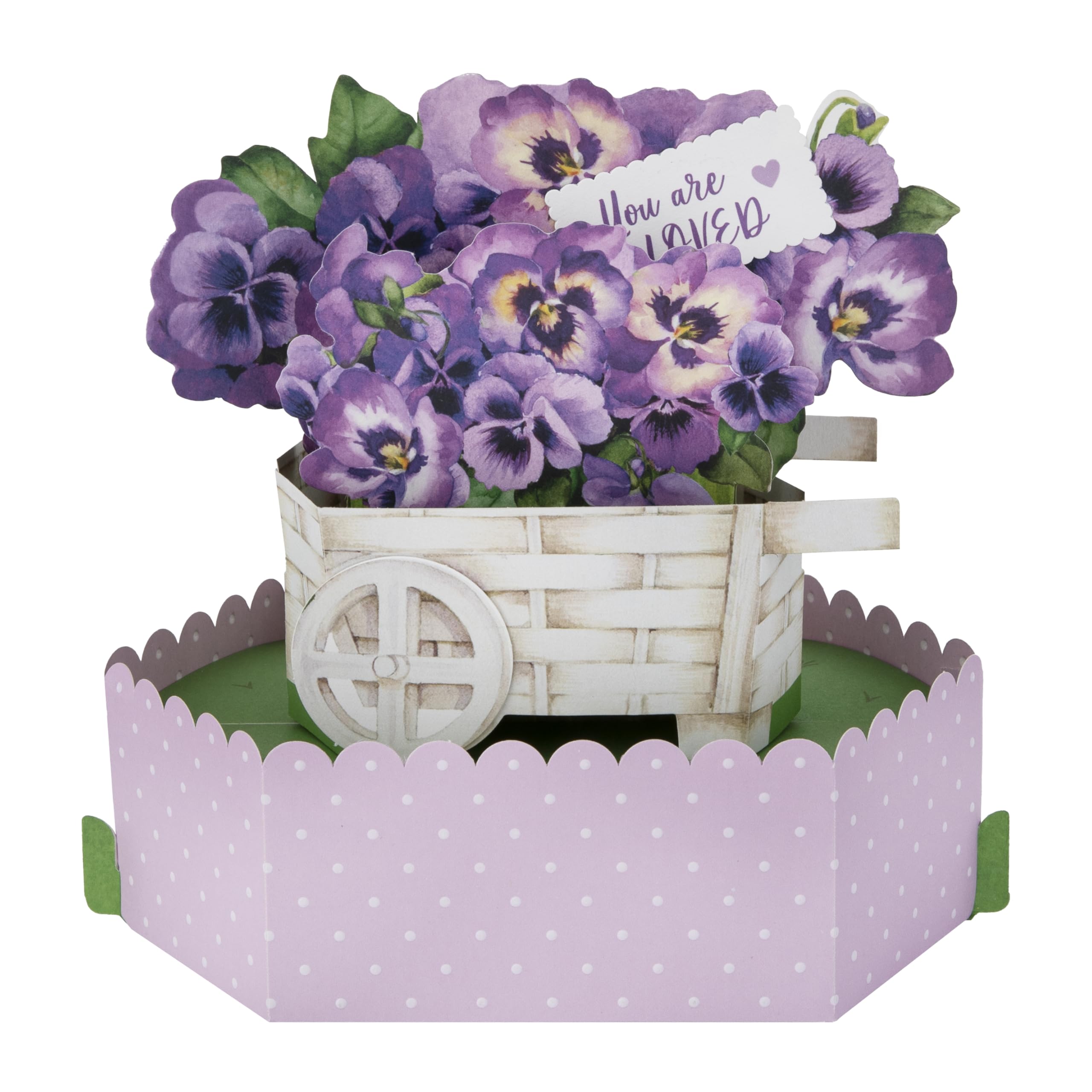 Mothers Day Card, 3D & Pop Up Mothers Day Card, For Mum, Grandma, Pansy Flower Cart, Purple
