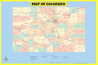 Map Of Colorado Style A - 18x24 - Laminated Wall Map Poster for Homes, Classrooms and Offices - Vivid Colors, Easy to Read, Clean Layout