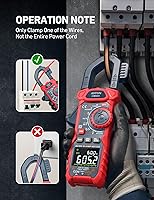 Vista 8 de AstroAI - Pinza de medición amperimétrica digital T-RMS de 1000A, multímetro de 6000 conteos, probador de voltaje de amperios con VFD, modo LOZ