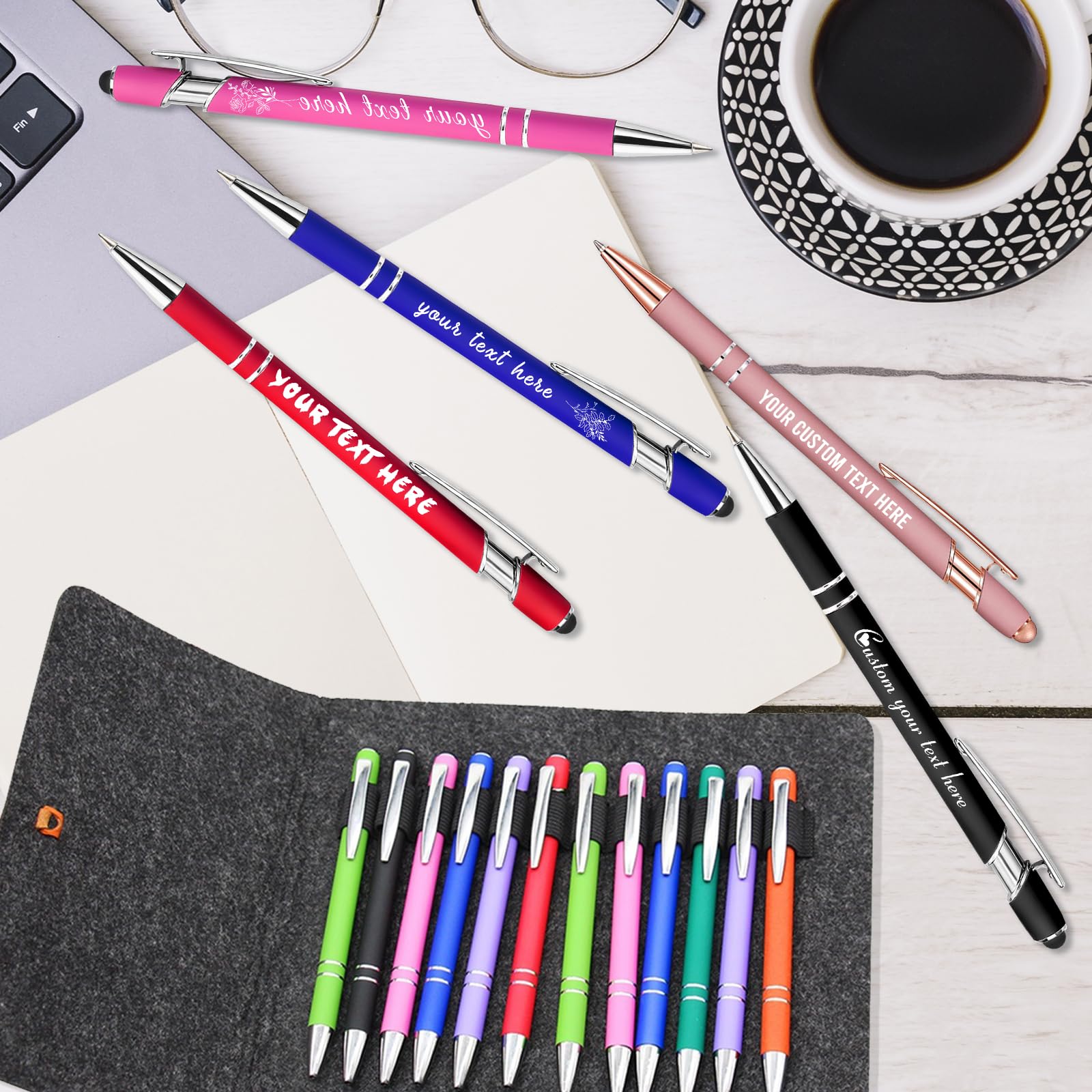 Personalized Pens with Name Custom Ballpoint Pens Bulk Customized Engraved Pen Stylus for Business Graduation Black Ink Advertising — view 5