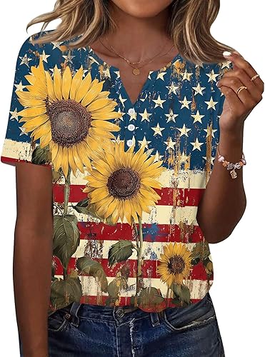 250 Anniversary USA Short Sleeve Tops for Women Patriotic Design United States T