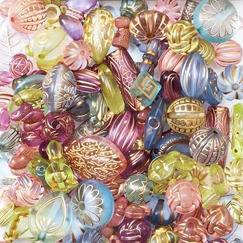 100g Baroque Acrylic Assorted Beads, B Style, Mixed Colors | Bohemia, Round, Butterfly, Flower, Czech Beads Charms, Vintage, Colorful for Jewelry Making DIY Crafts
