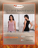 Vista 6 de Paquete de 4 camisetas térmicas sin mangas para mujer, con cuello en V, forro polar, sin mangas, cálido, chaleco de capa base