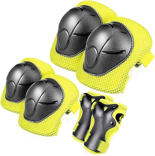 Miniatura 7 de Casco de patineta ajustable con rodilleras, coderas, muñequeras, casco de bicicleta y almohadillas para niños pequeños y jóvenes (3-5-8-14+edades)