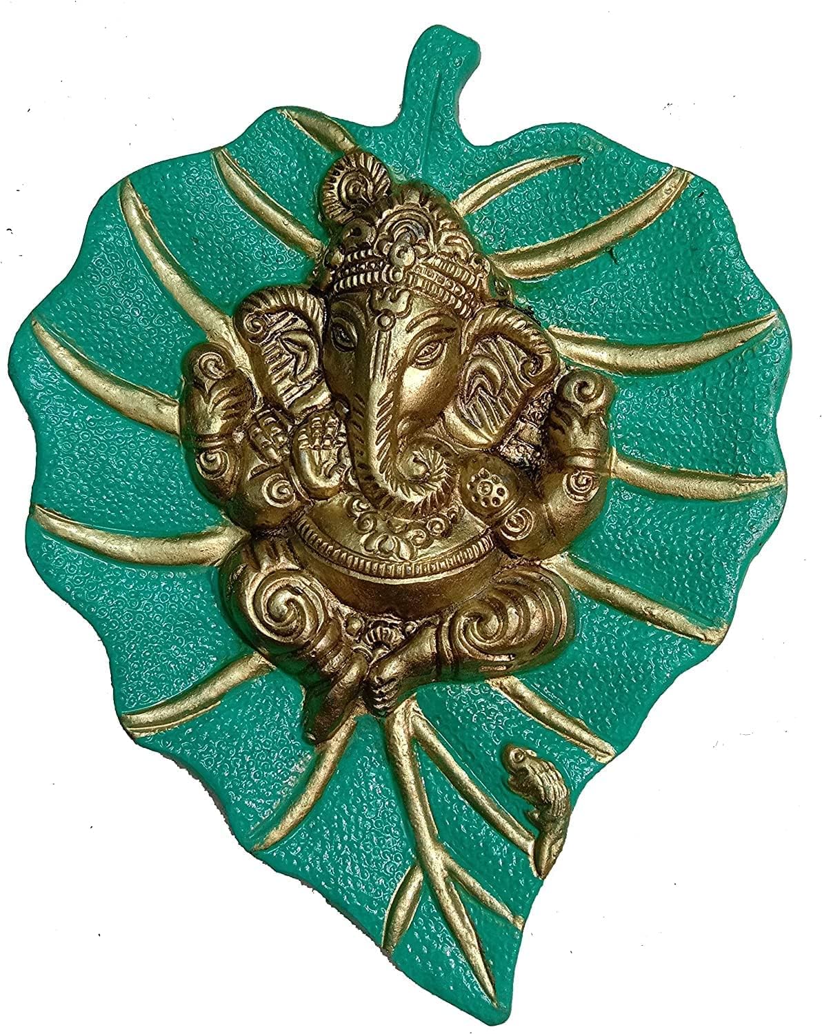 Craft Trade Ganesha Wall Decor - Living Room Metal Wall Hanging Show Pieces for Home Decor - Vastu Items for Home for Good Luck - 7.5x6 Inches (Lighr Green)