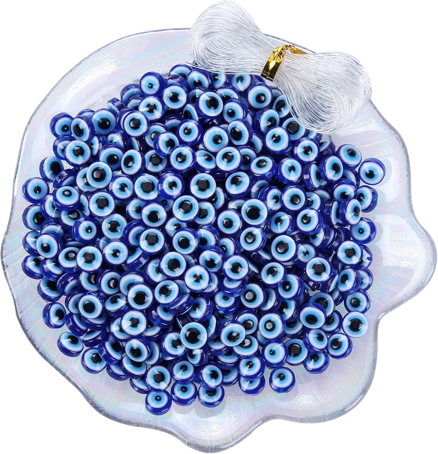 Resin Blue Evil Eye Beads for Jewelry Making, Hamsa Beads, DIY Arts and Crafts Projects 0.31 in, 200 Pieces (Royal Blue M)