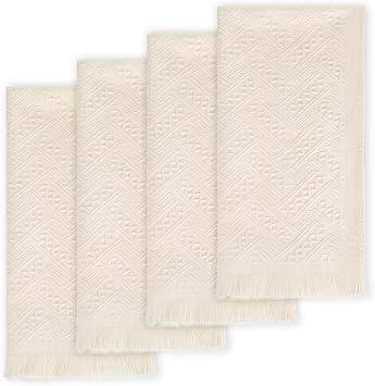 4 Packs Boho Hand Towels for Bathroom 14X28 Inch 100% Cotton Turkish Decorative Hand Towels Absorbent Soft Face Kitchen Towel Set for Boho Bathroom Decor Kitchen Hotel Spa Farmhouse Guest Tea Gift