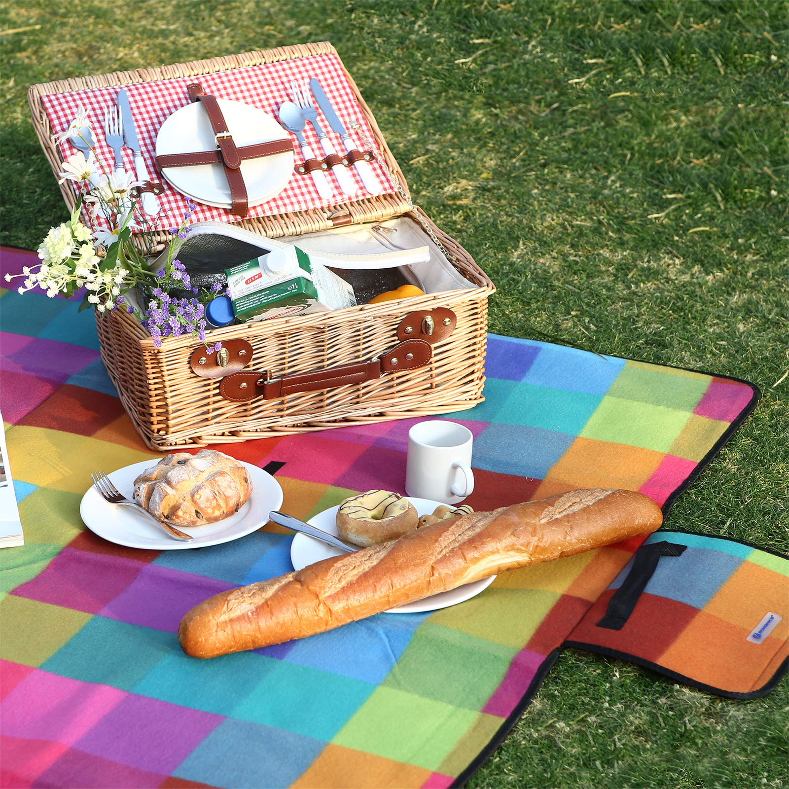 SONGMICS Outdoor Picnic Blanket, WaterResistant Mat, Multifunctional