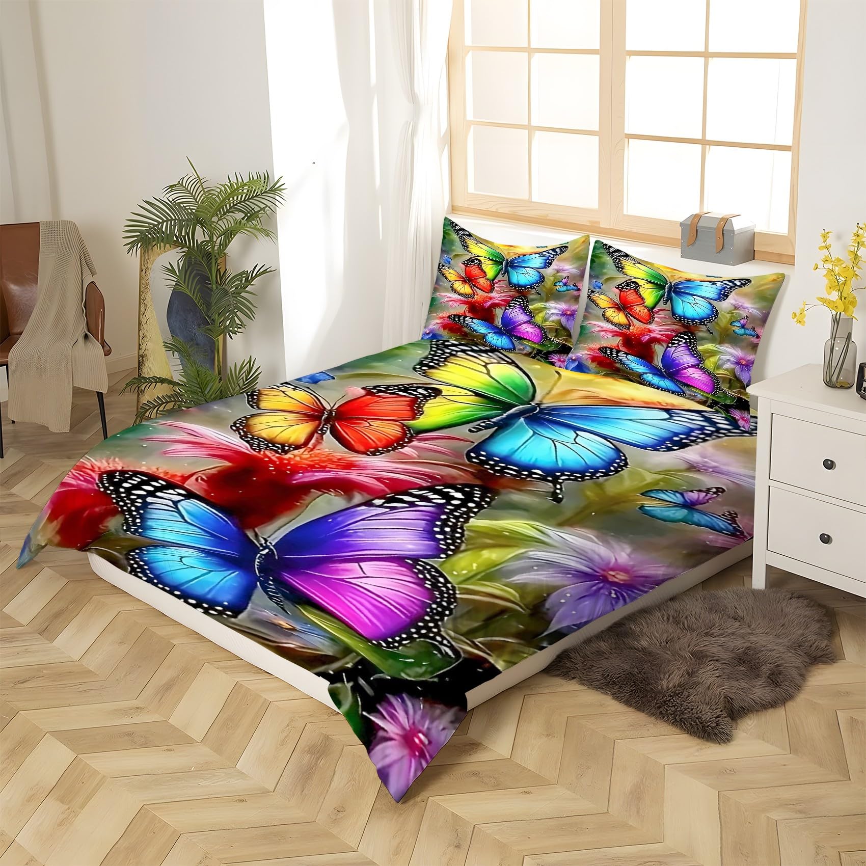 Kwiatowe zestawy poszewek na kołdrę 155 x 220 kolorowy motyl jesienna pościel poszewka na kołdrę z mikrofibry 155 x 220 cm luksusowy zestaw pościeli z nadrukiem 3D poszewka na kołdrę z 2 poszewkami na