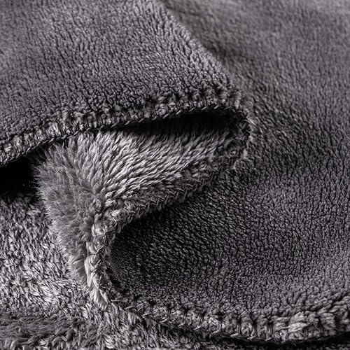 Miniatura 7 de BATTILO PTY Manta de forro polar para sofá, manta de lujo de piel sintética de gran tamaño con reverso de terciopelo de felpa (gris oscuro, 50 x 60