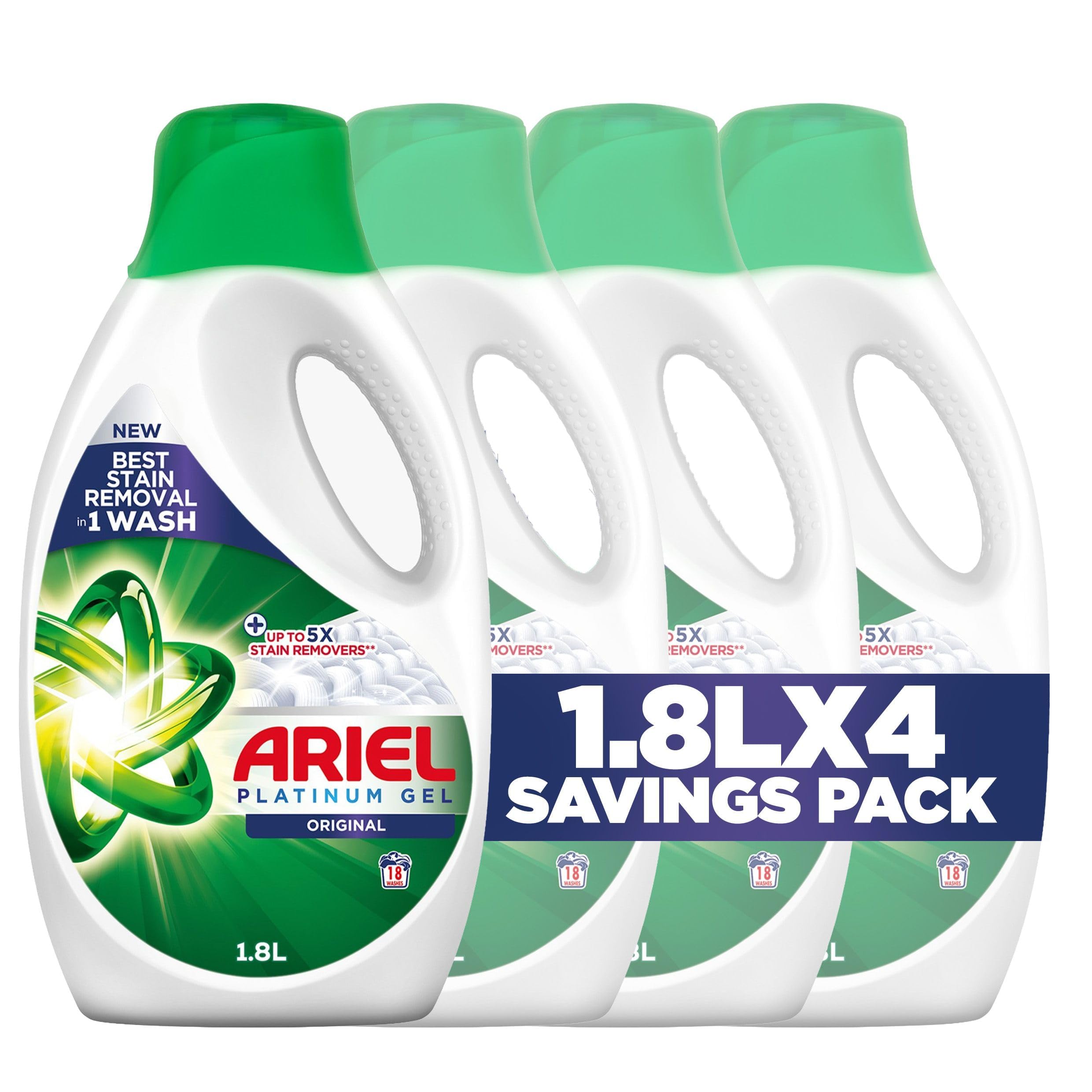 Ariel Platinum Clean Original Liquid Detergent 1.8L x 4, Case Pack