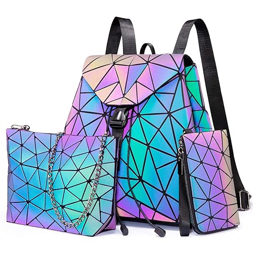 LOVEVOOK Geometric Luminous Purses and Handbags for Women Holographic Reflective
