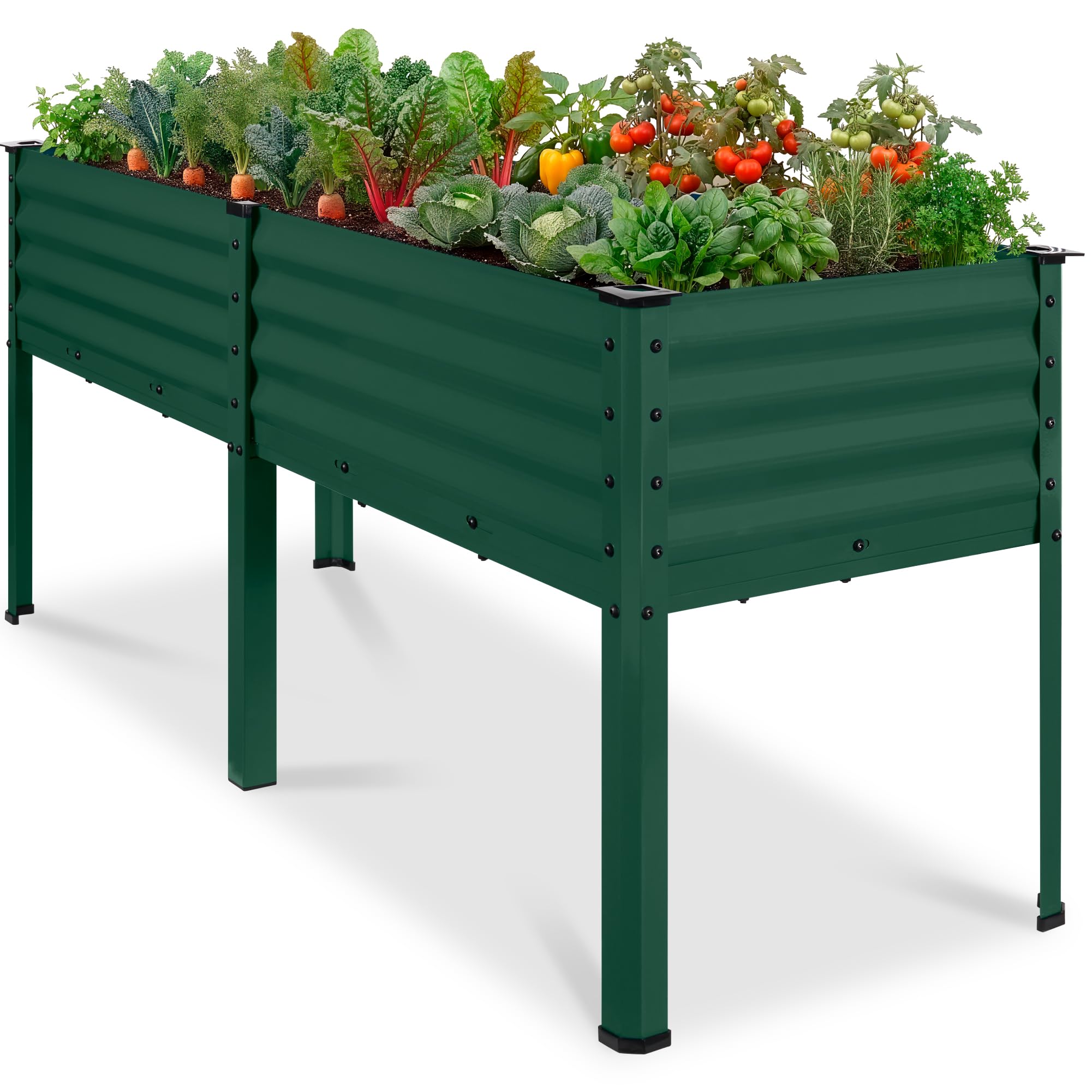 Best Choice Products 72x24x30in Non Toxic Galvanized Raised Garden Bed, Metal Elevated Planter Box, Vegetable Garden, 100% Non Toxic Materials - Dark Green