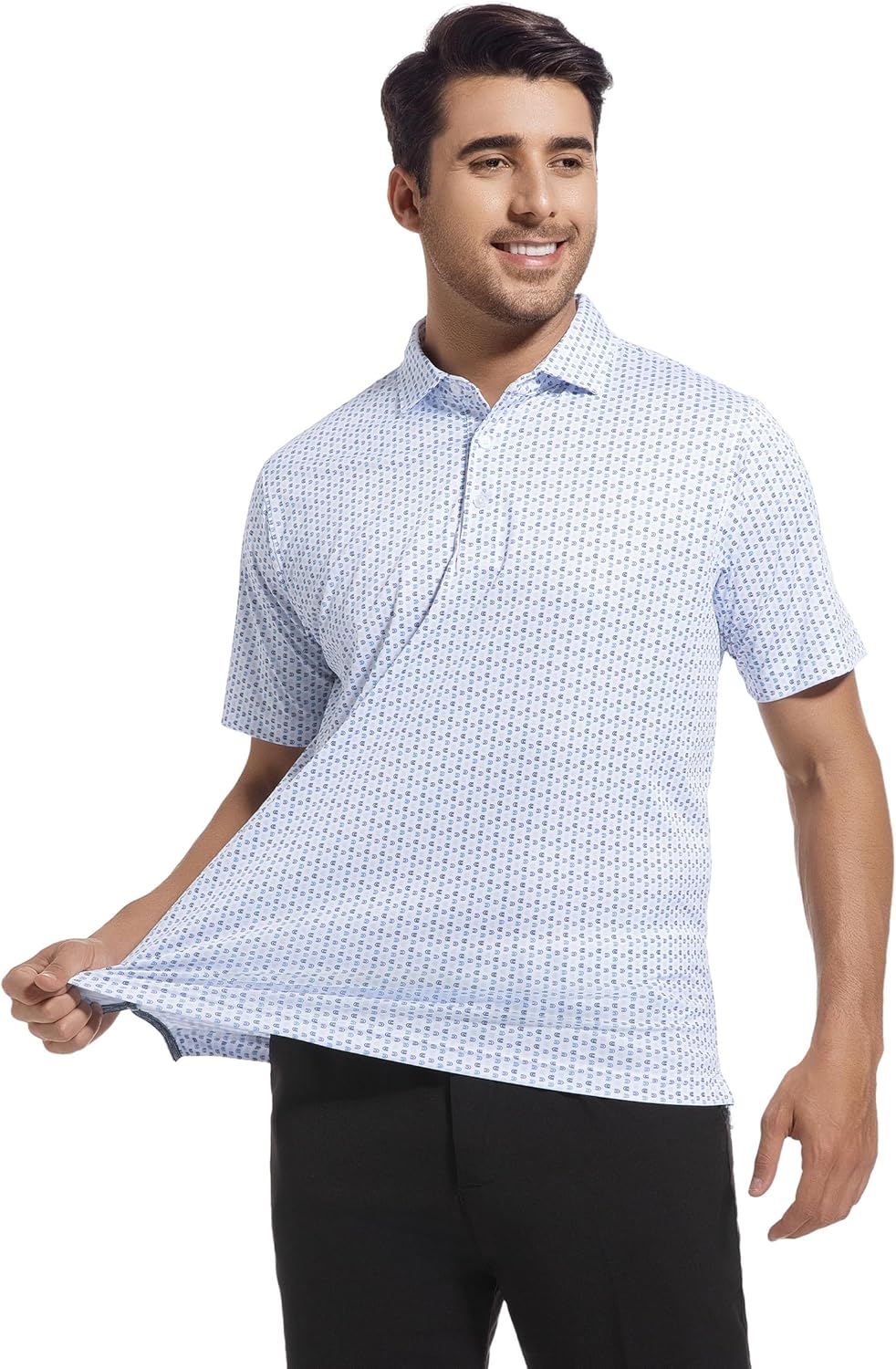 Esabel.C Mens Golf Shirts Print Moisture Wicking Short Sleeve Performance Dry Fit Stretch Active Polo Shirts for Men - Image 4