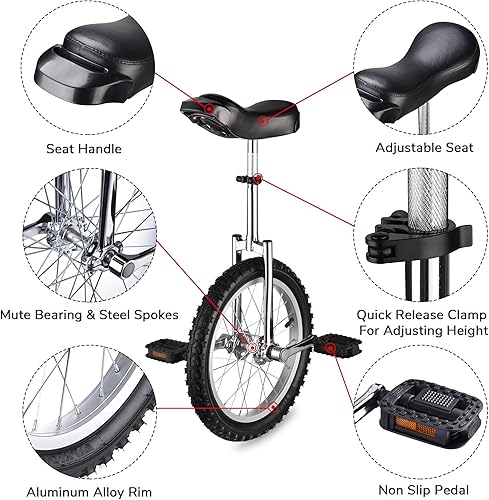 Miniatura 120 de AW Rueda de 16/18/20/24 pulgadas, asiento ajustable para exteriores, para adultos, niños, deportes al aire libre, ejercicio de fitness, para elegir