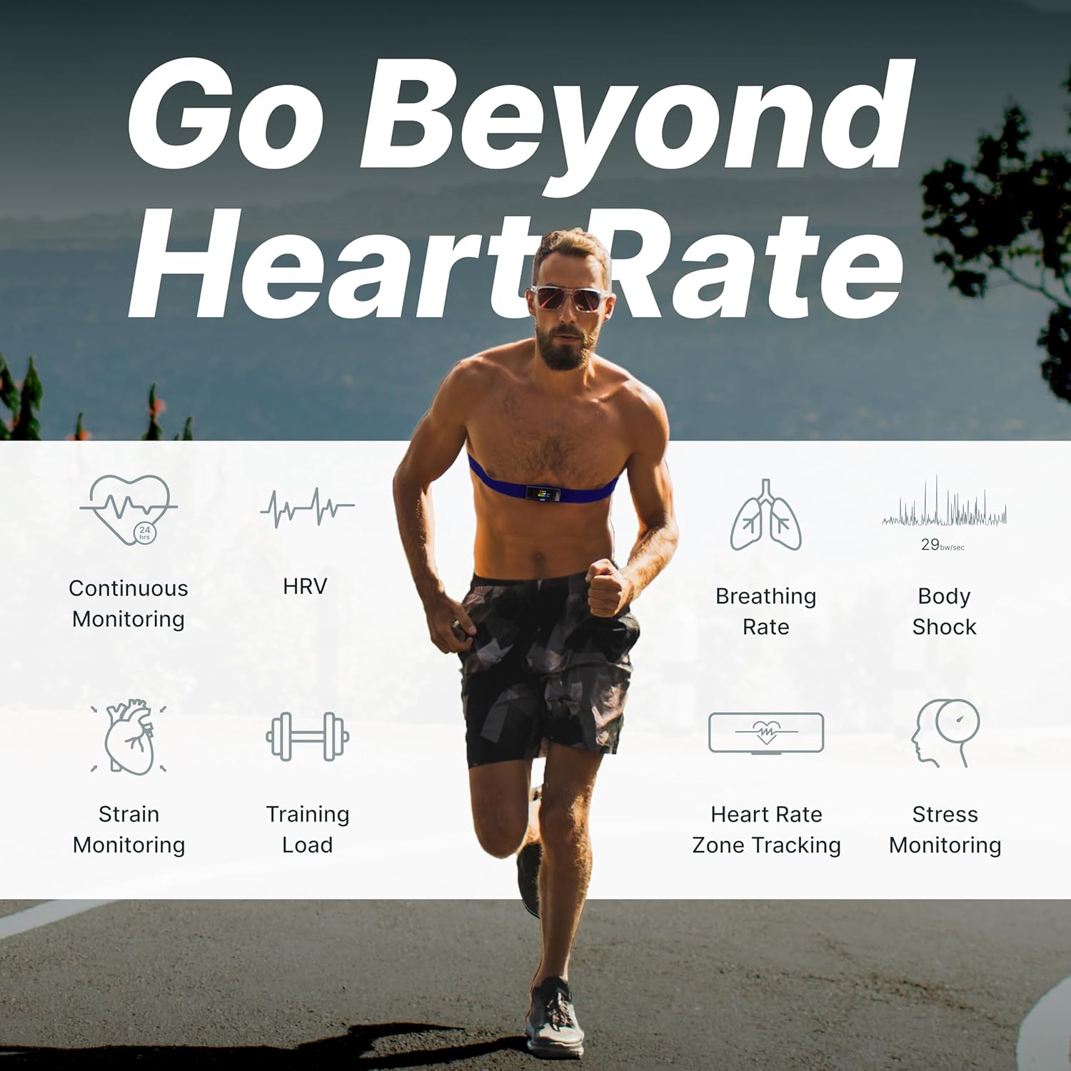 Frontier X2 Smart Heart Rate Monitor Chest Strap, Wearable Heart Health Monitor with Strain, Breathing Rate, Real Time Vibration Alerts and 20+ Fitness Activities with Continuous Heart Monitoring
