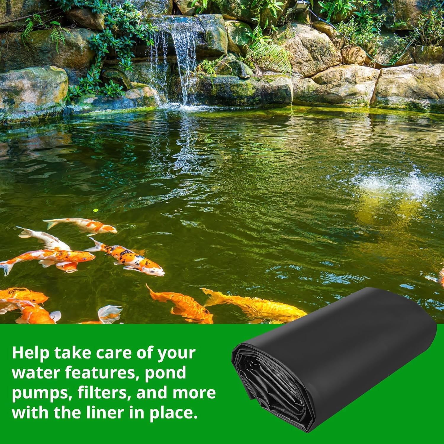 Pond Liners for Outdoor Ponds,20 Mil Fish Pond HDPE Liner,Black Rubber Pond Liner for Outdoor Ponds,Koi Ponds,Garden Fountain, Waterfall