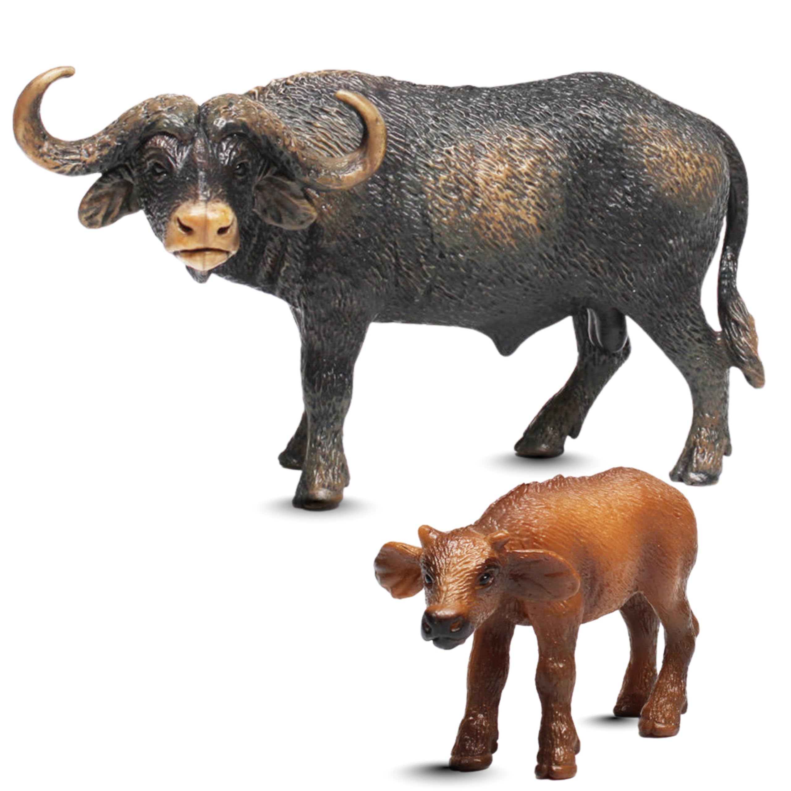 2PCS Realistic Buffalo with Baby Calf Animal Toys for Kids 3+ | Attractive Cow Miniature Animals Action Figures Toy Set for Boys & Girls Birthday Gifts for Children Education | Decoration Item-image-44