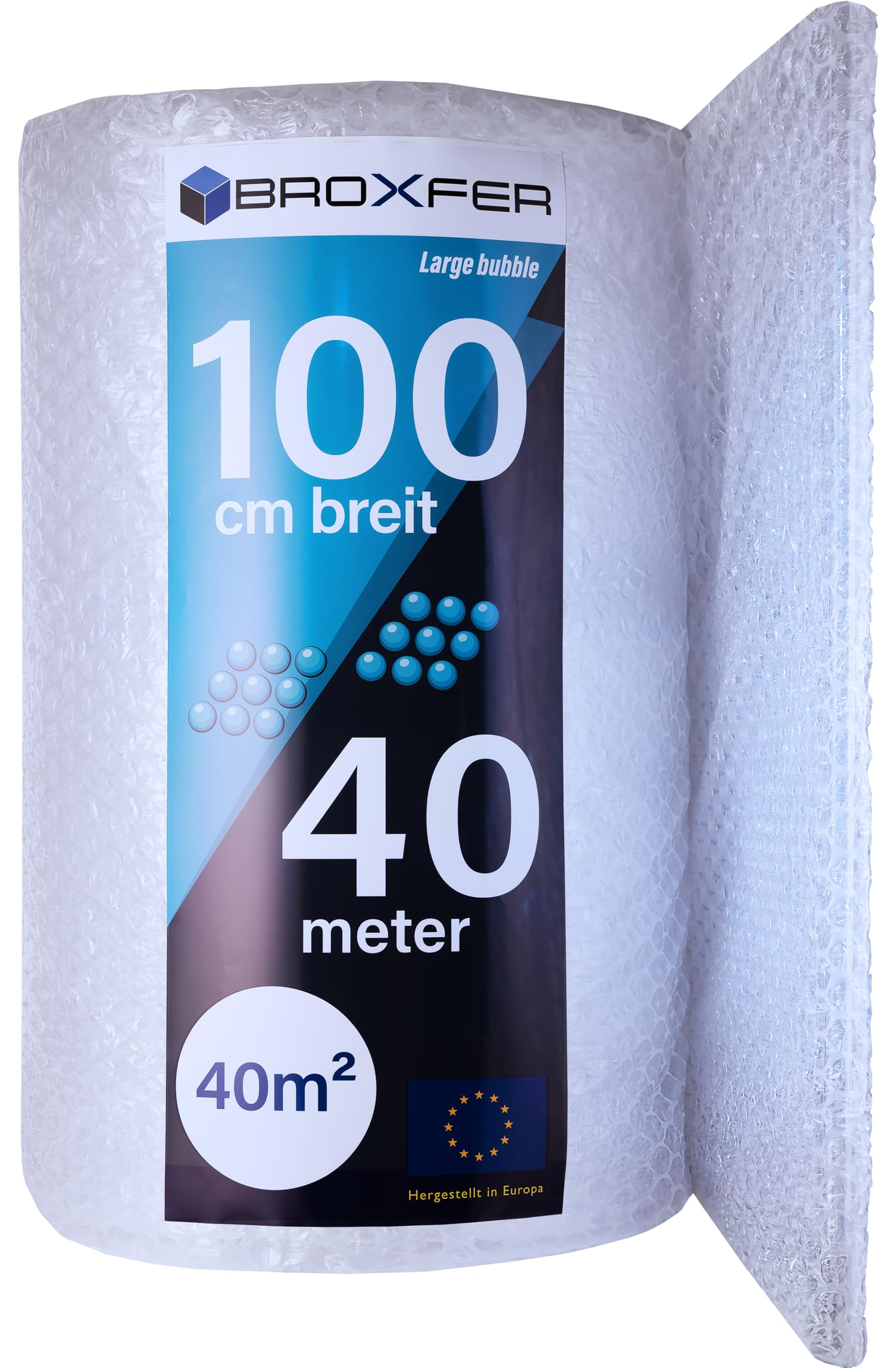 Folia bąbelkowa, duże wypustki, 100 cm x 40 m (40 m²), folia do pakowania przeprowadzki, wysyłki, mebli i delikatnych przedmiotów, amortyzuje uderzenia i 2-warstwowa, LPF