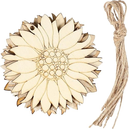 EXCEART 10 piezas de recortes de madera sin terminar con diseño de girasol, letrero inspirador para pared, porche, adornos artísticos pequeños para