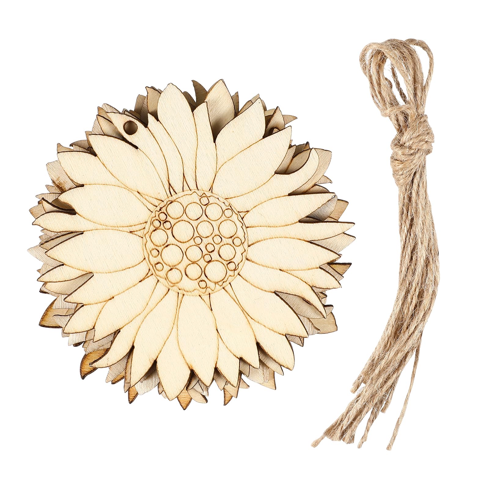 Découpes en bois de tournesol EXCEART lot de 10 avec ficelle pour loisirs créatifs