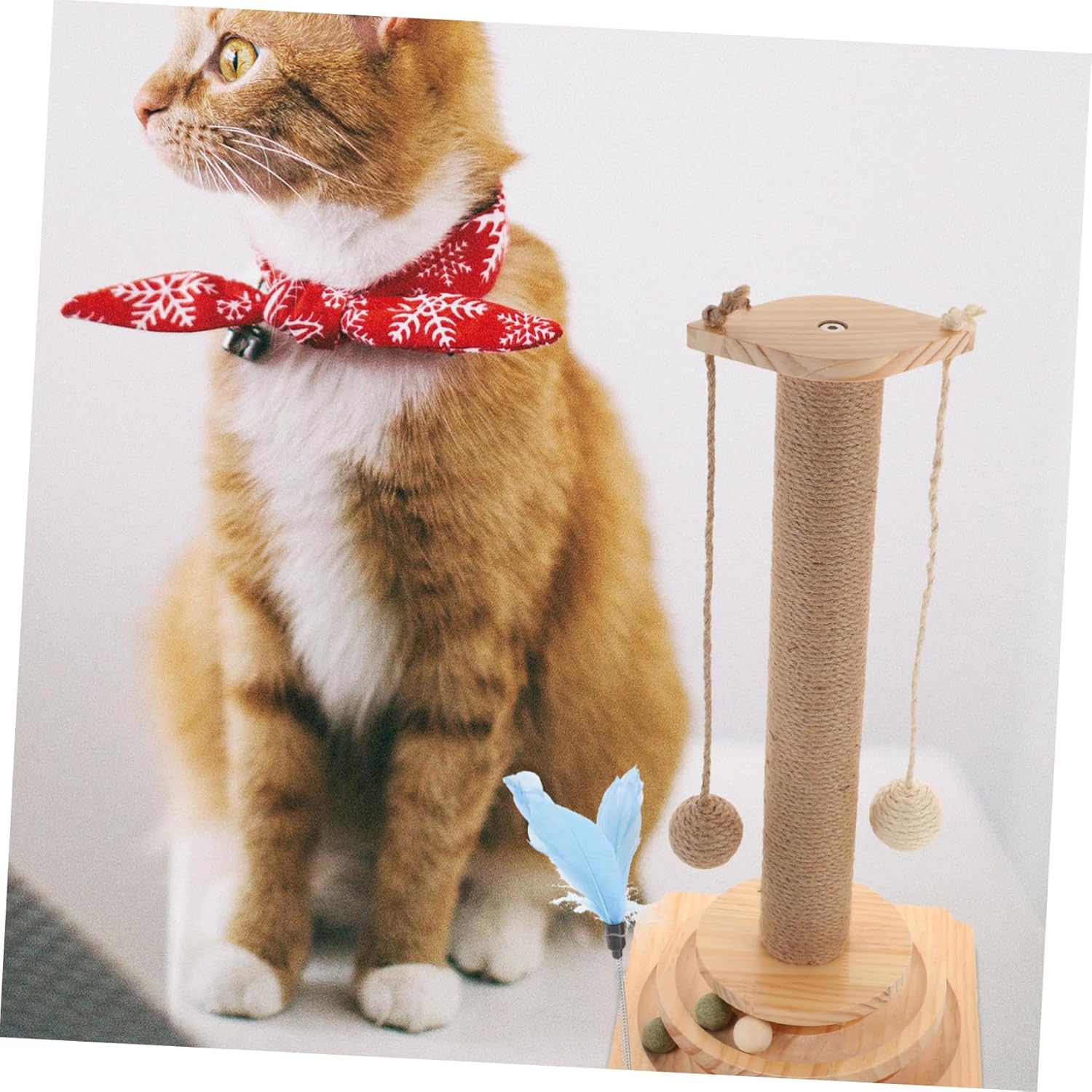 Sosoport Indoor Cat Scratcher Post Small Cat Climbing Toy with Sisal Scratching Surface Sturdy Design for Kittens and Adult Easy to Clean Fun Claw Grinding Experience