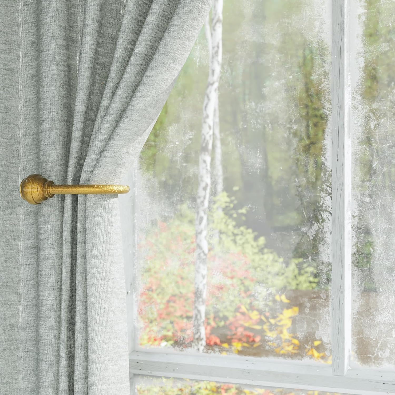 Hion Curtain Holdbacks Gold 2pcs, Curtain Tiebacks Wall Mounted Curtain Hooks Holders for Drapes