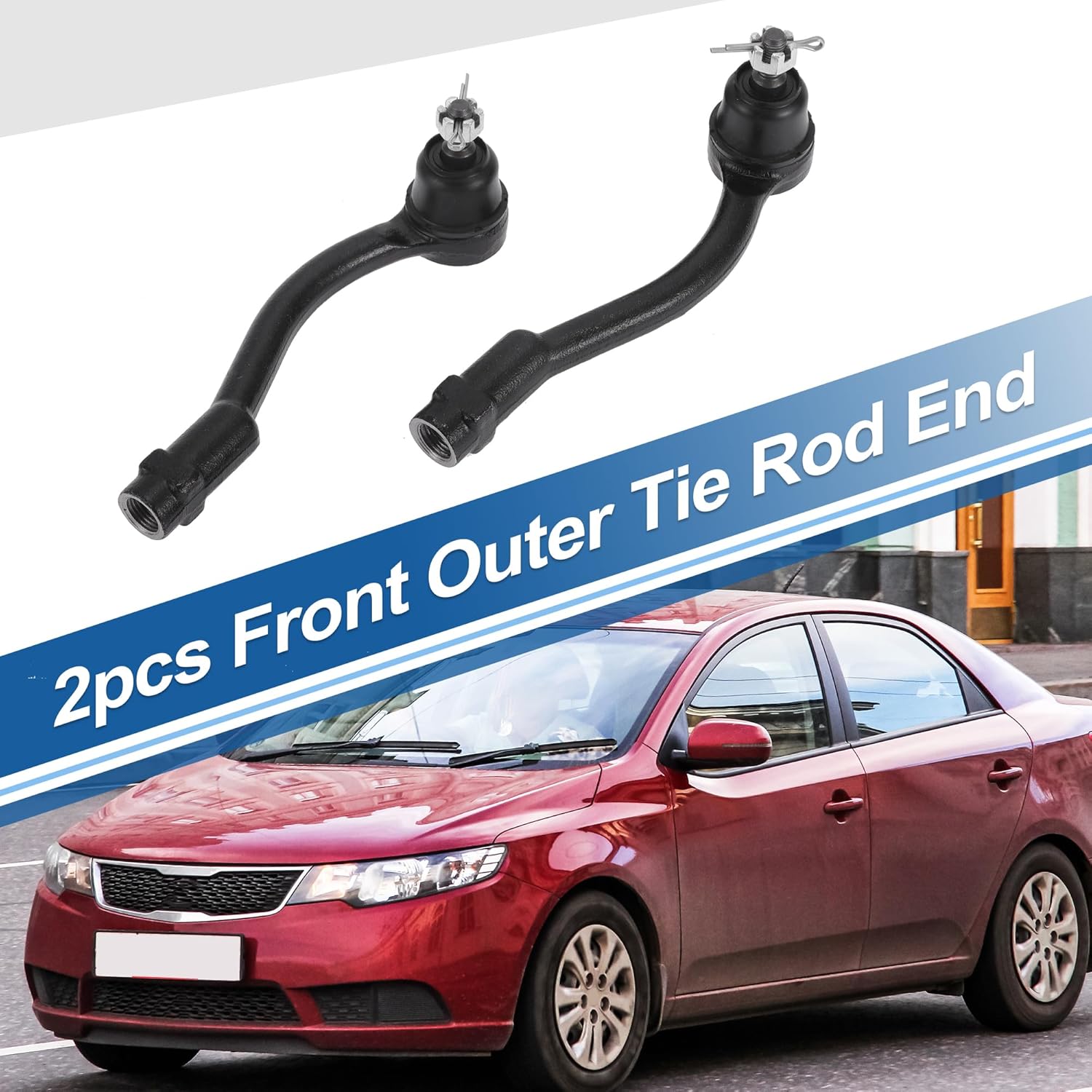 X AUTOHAUX 2pcs Front Outer Tie Rod Ends Kit Suspension Steering Tie Rod End for Kia Soul 2010-2013 Drag Link No.568202K050/568202K000