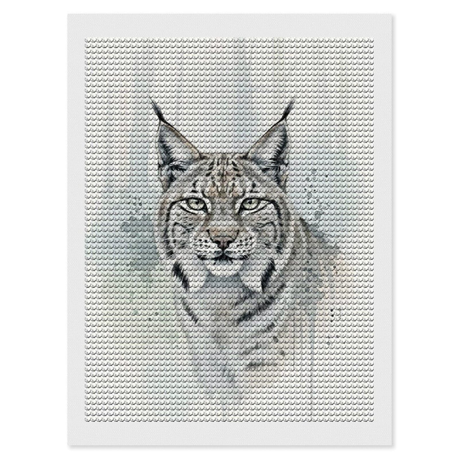 Junmoney Watercolor Lynx Portrait DIY Diamond Art Canvas Kit 12"x16", Complete Accessories, Creative Leisure Activity, Home Wall Decor, Gift Idea