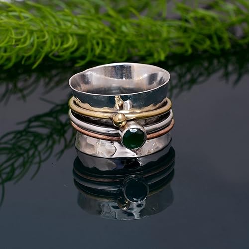 Miniatura 87 de Veracity Jewelry Sterling Silver Fidget Ring Spinner Ring Anxiety Relieving Rings For Unisex Meditation Thumb Worry Healing Birthday Promise Band