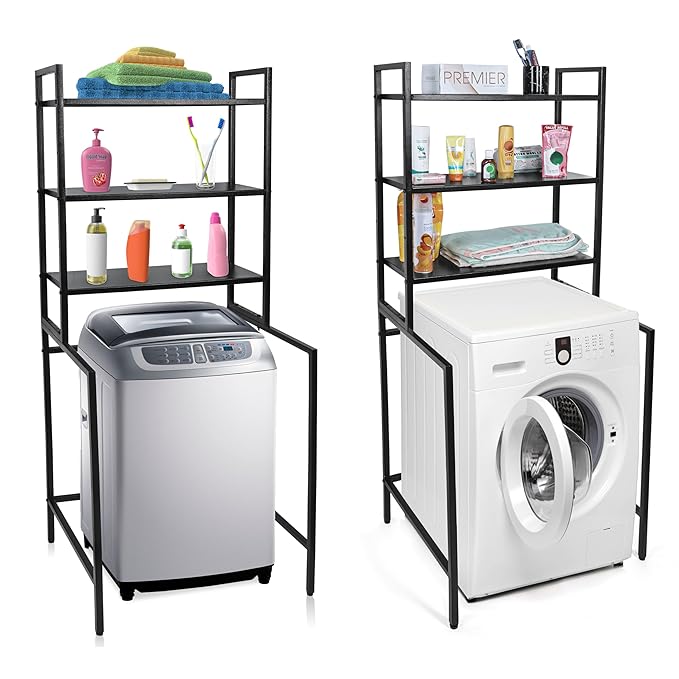 Livzing 3 Tier Adjustable Over Washing Machine Storage Rack Powder
