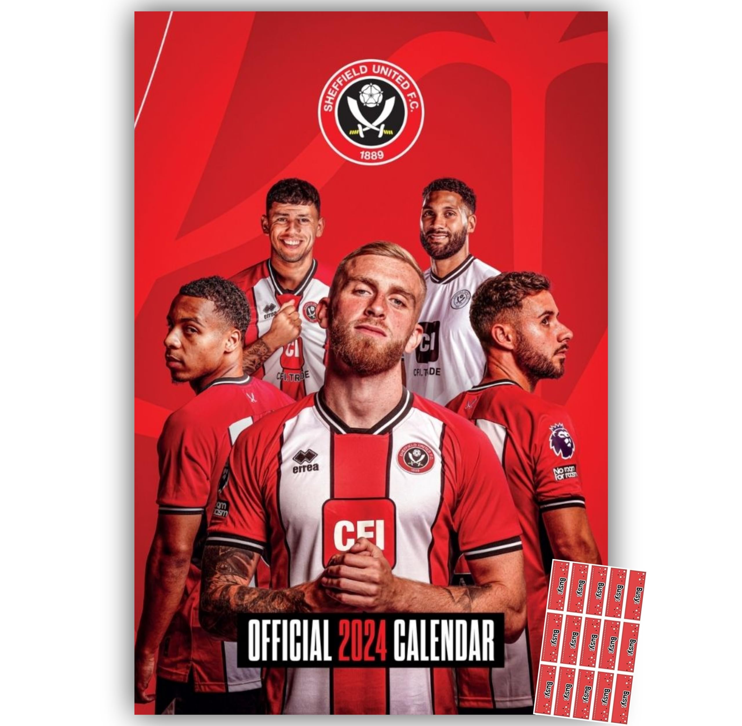 Sheffield United Calendar 2026 A3 Wall Hanging Calendar with FREE Organising Stickers Included