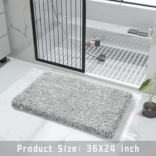 Miniatura 7 de Yimobra Alfombra de baño de felpa esponjosa, súper lanuda suave, cómoda, antideslizante, alfombra de baño de microfibra absorbente de agua, se seca