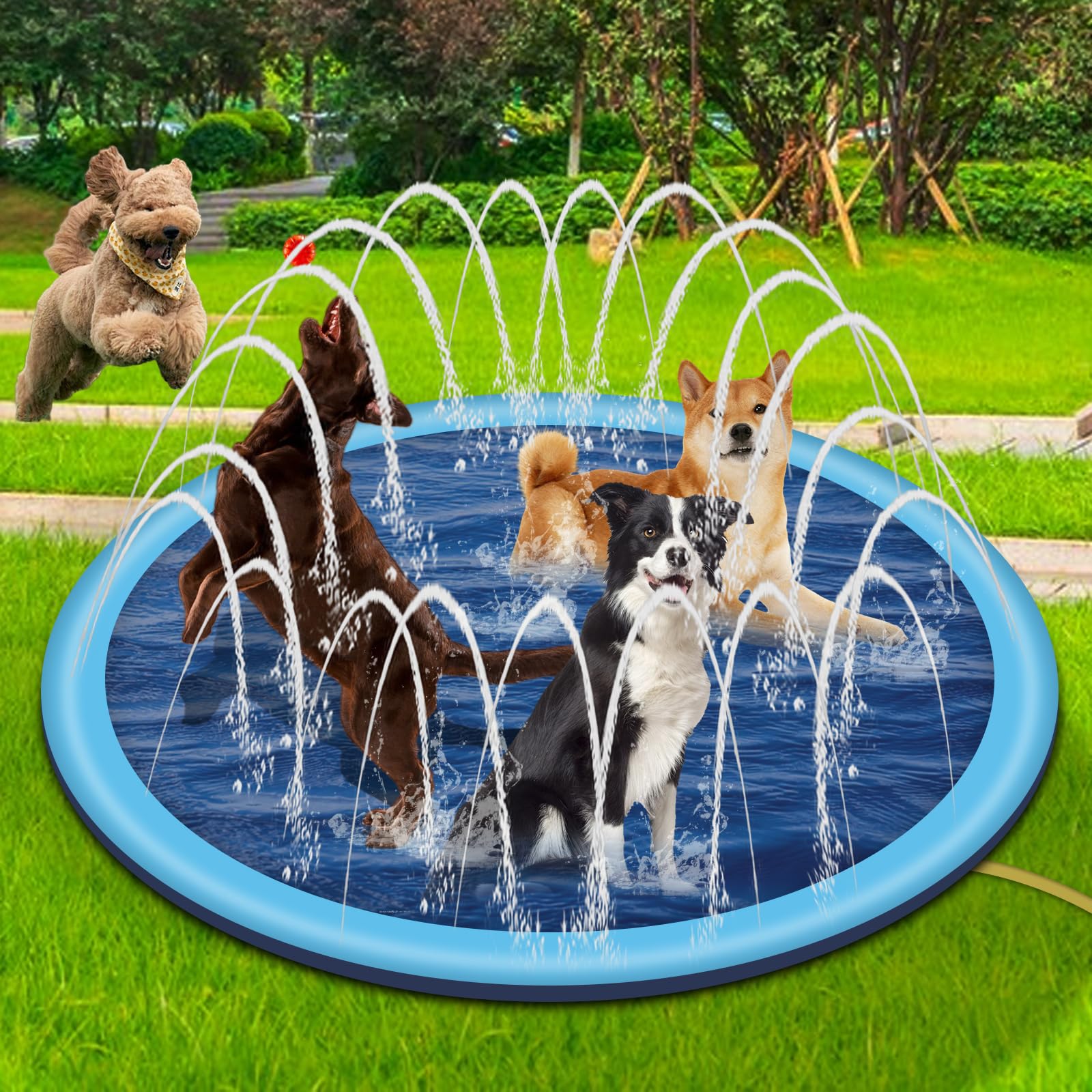 Tapis D'arrosage Pour Enfants Et Chiens – 100 Cm, Portable, BPA Free, Rafraîchissant En été