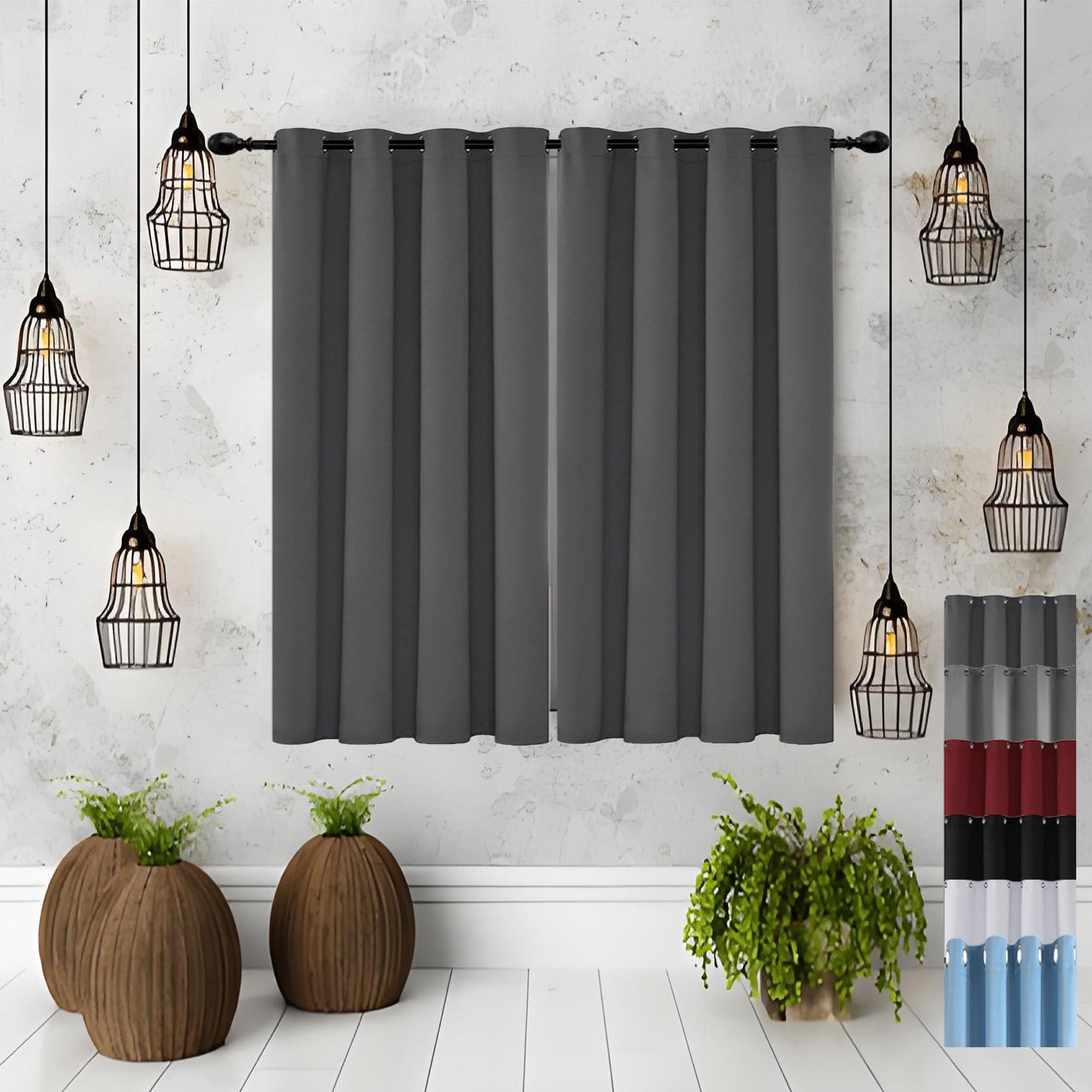 JIAHAO Total Blackout Curtains 70 x 120 cm Drop Eyelet, Lightweight, Pencil Pleat Curtain Curtains Privacy Screen for Bedroom,1 Panels, Dark Grey
