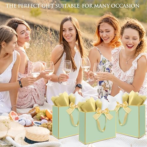 Miniatura 7 de Ethhqu 5 Pack Elegant Large Gift Bags with Handles, 12.6x10x4 Inches - Includes Tissue Paper & Cards for Birthday, Baby Shower, Wedding,