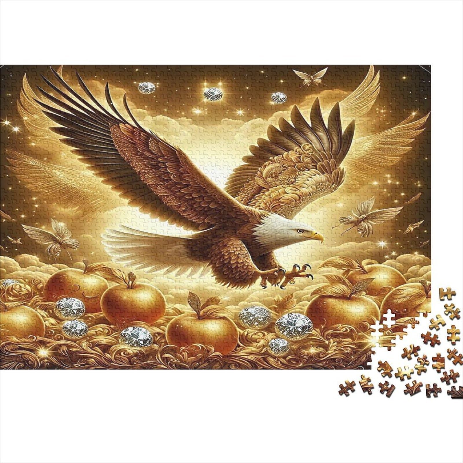 1000 Pieces Golden Eagle Jigsaw Puzzle for Adults Thick Paper Brain Teaser Educational Wall Art 70x50cm/1000pcs