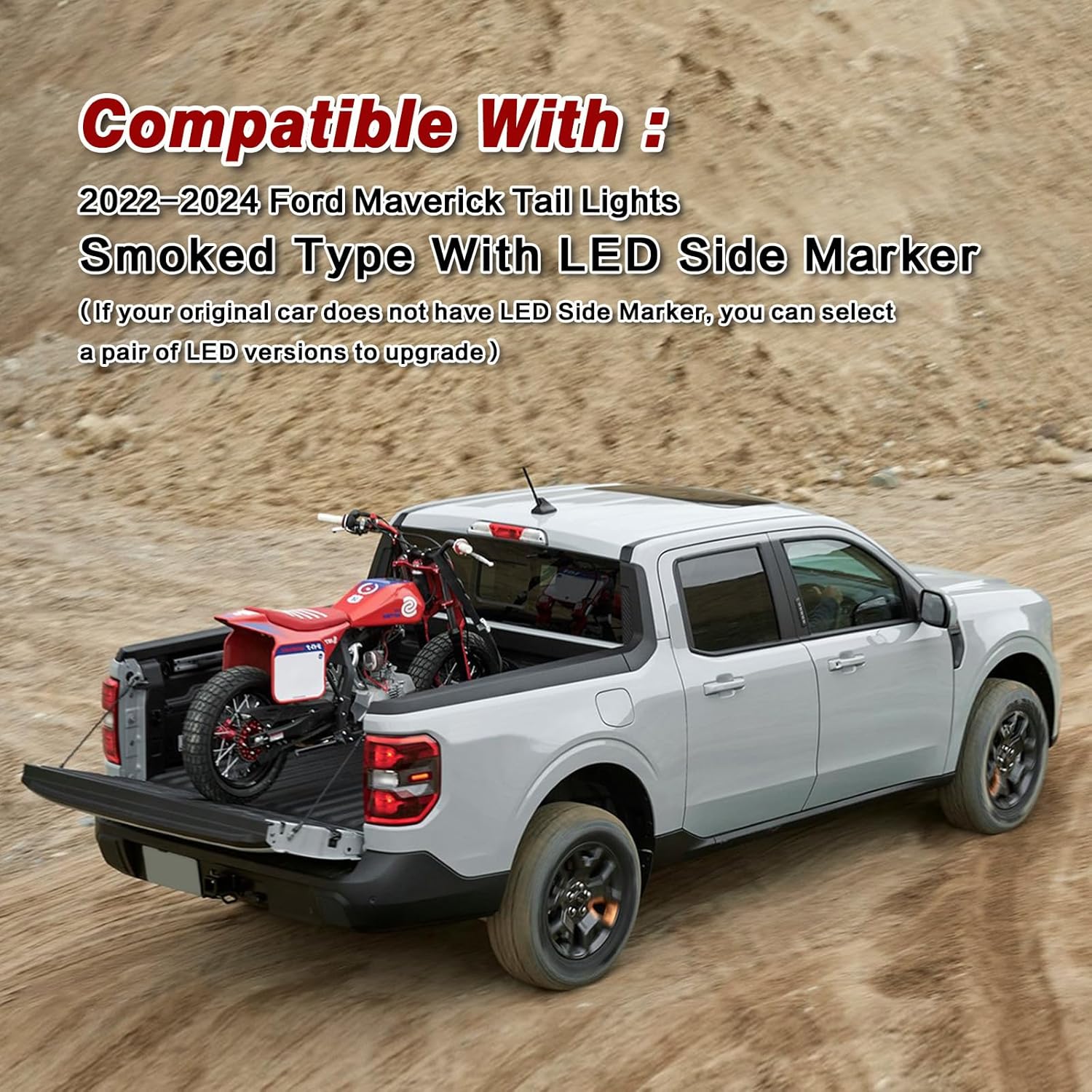 LED Smoked Tail Lights Assembly Compatible with Ford Maverick Lariat Tremor 2022 2023 2024 Rear Brake Lamp Signal Assembly OE:NZ6Z13404B FO2801289(2022-2024 LED Black, Right Passenger Side)