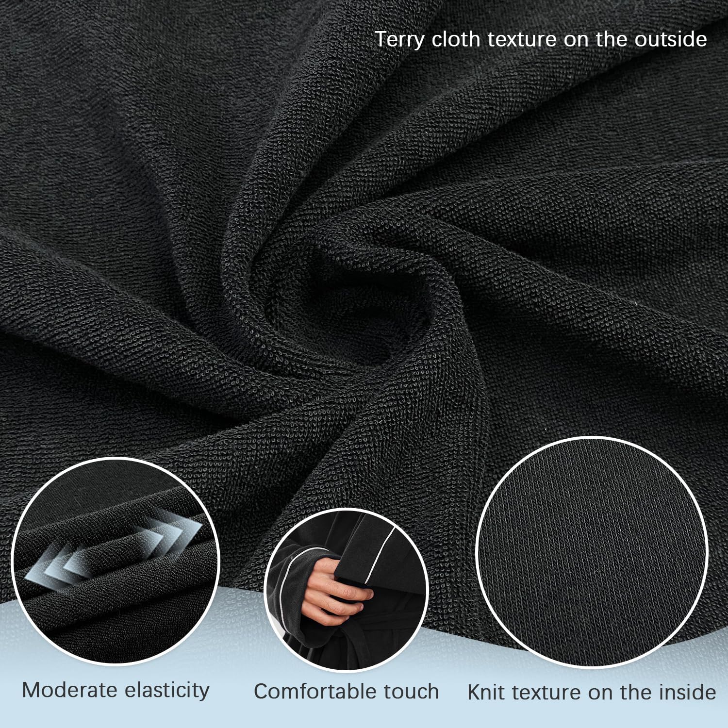 U2SKIIN Mens Bathrobes 100% Cotton Terry Cloth Robe, Soft Lightweight Long Spa Bathrobe for Men - Image 2