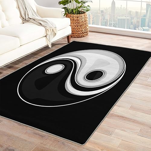 Miniatura 1 de Yin Yang Alfombra y decoración del hogar, alfombra de 2 x 3 pulgadas, alfombras chinas para entrada, sala de estar, dormitorio, alfombra blanca y
