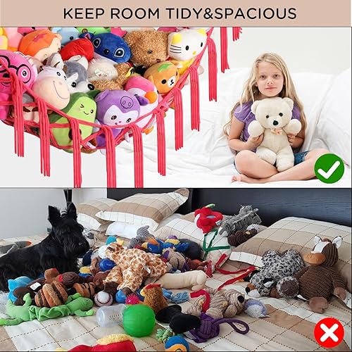 Miniatura 6 de Hamaca de red de animales de peluche para juguetes de peluche, almacenamiento grande de animales de peluche, almacenamiento de mascotas colgante en