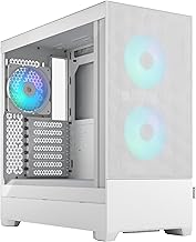 Fractal Design Pop Air RGB White - Tempered Glass Clear Tint - Honeycomb Mesh Front – TG side panel - Three 120 mm Aspect 12 RGB fans included – ATX High Airflow Mid Tower PC Gaming Case