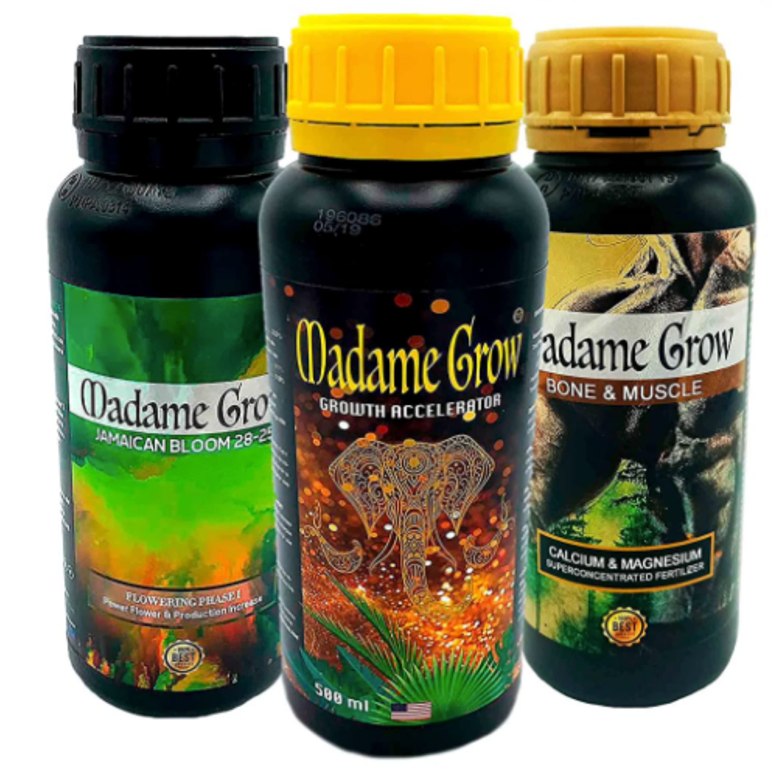 Madame Grow - Organic Fertilizer - Growth, flowering and calcium and magnesium deficiency fertilizers - For plants 420 - GARDEN PACK (3x250ml)