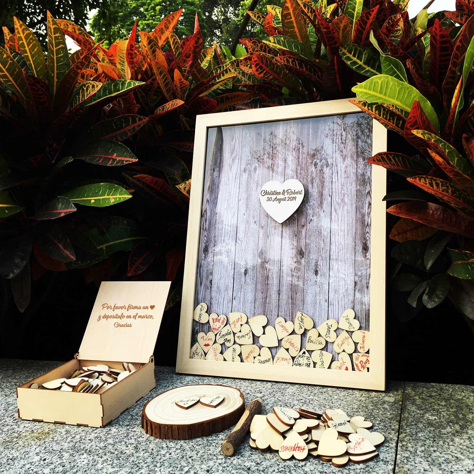 Libro de visitas de Boda Alternativa para la recepción de Bodas País rústico por Favor regístrese Libro de visitas 120 Piezas Regalos de Bautismo de Corazones
